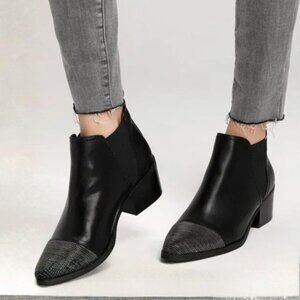 Report Zerega Ankle black Booties silver Chain Pointy Toe Bootie 9.5